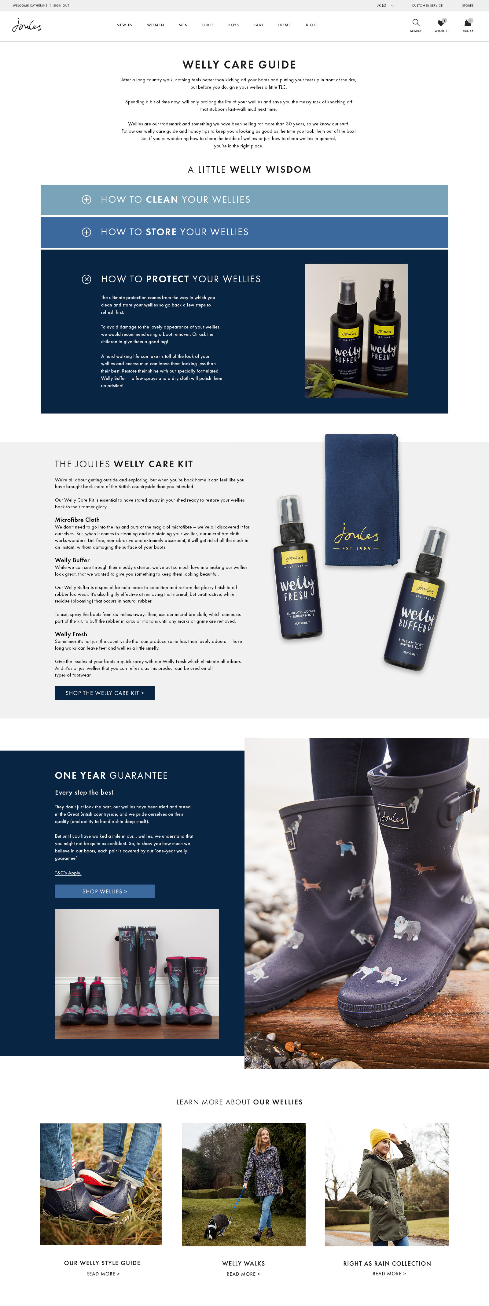 The new welly care guide design.